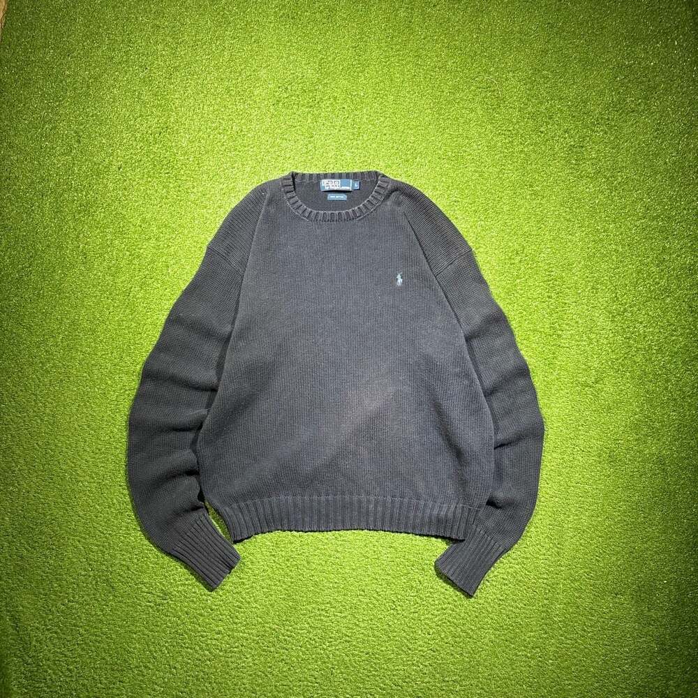Polo by Ralph Lauren Men's Black 100% Cotton Crewneck Knit Sweater